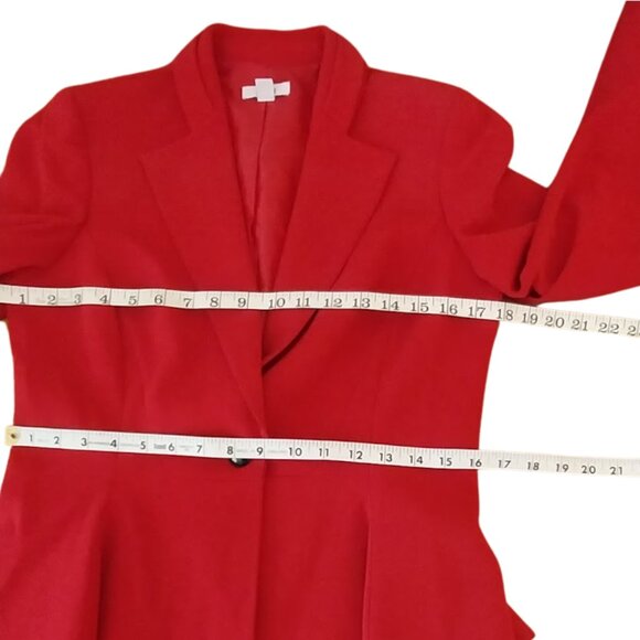 Macy's Bar III Women's Cardinal Red Crepe Button Closure Peplum Blazer Size 8 - Picture 7 of 10